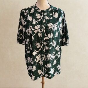 Alfani Dark Hunter Green Floral Blouse